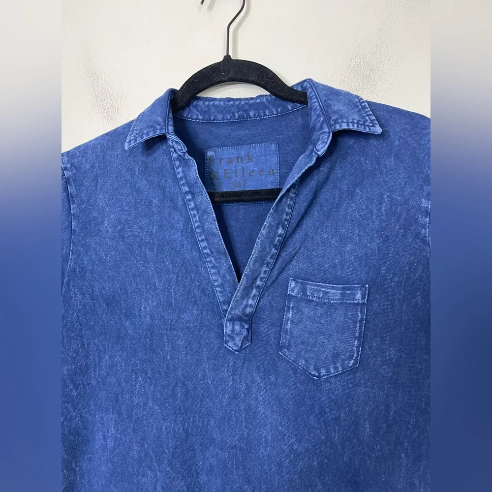 Frank & Eileen Lauren Polo Mini Shirt Dress S In Mineral Navy Worn Once Denim - Picture 5 of 13